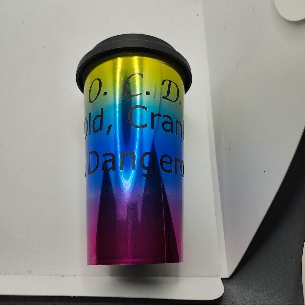 Handcrafted Mainstays Rainbow Tumbler Funny O.C.D. Quote Travel Cup